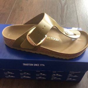 Birkenstock Sandals GIZEH BIG BUCKLE High Shine Mud Green EU 36 Reg NEW NIB NWT